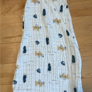 White Perlinpimpin Baby Sleep Sack with Animal Print 0-6M